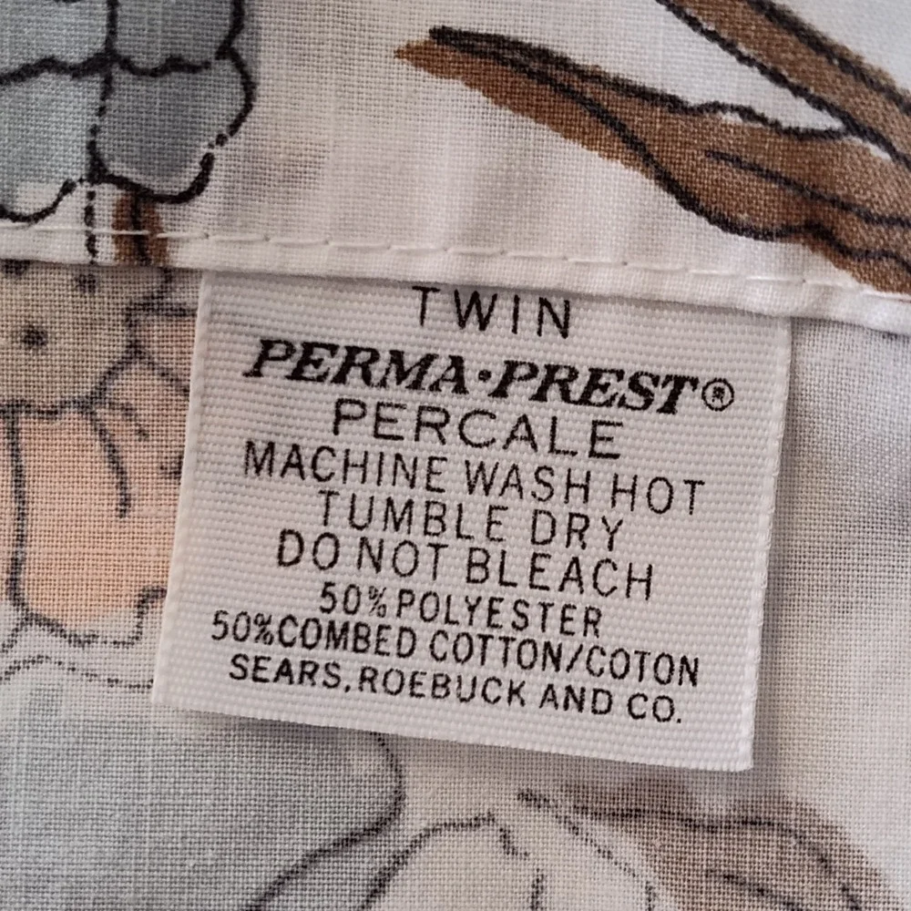 Sears Roebuck Renfrew Hall Perma Prest Percale Twin Sheet Set & Pillowcase Retro